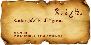 Kaderják Ágnes névjegykártya